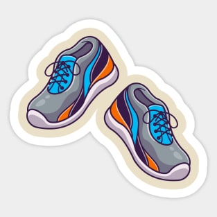 Running Shoes Cartoon Illustration Sticker